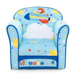 Toddlers sofa chair with velvet fabric cover high density sponge filling - color: blue