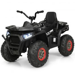 12 v kids electric 4-wheeler atv quad with mp3 and led lights-black - color: black