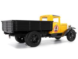 1931 ford model aa pickup truck yellow and black "drink it ice cold for sparkling refreshment - coca-cola" 1/24 diecast model car by motor city classics