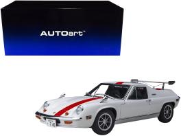 Lotus europa special white with red stripe and graphics "the circuit wolf" 1/18 model car by autoart