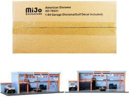 "garage diorama gulf oil" diorama with decals for 1/64 scale models by american diorama
