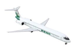 Mcdonnell douglas md-90 commercial aircraft "reno air" (n905ra) white with green tail 1/400 diecast model airplane by geminijets