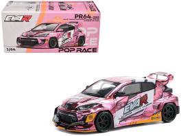 Toyota goodride gr yaris rhd (right hand drive) "eva rt production model-08" pink metallic with graphics 1/64 diecast model car by pop race