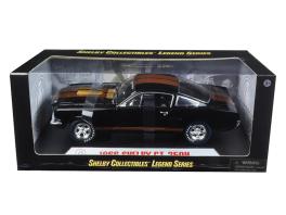 1966 ford mustang shelby gt 350 "hertz" black with gold stripes and racing wheels 1/18 diecast model car by shelby collectibles