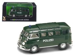 1962 volkswagen microbus police green 1/43 diecast car model by road signature