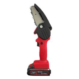 Mini electric  chain  saw woodworking lithium  battery chainsaw wood  cutter cordless garden  rechargeable  tool red u.s. plug