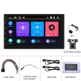 7-inch car radio wired carplay mp5 player universal gps bluetooth touch-control button with 12 light camera