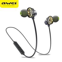 Awei x650bl wireless bluetooth headset dual dynamic earphones neckband headphones ipx5 waterproof bt4.1 gray