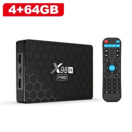 Smart tv box android 12 x98h pro quad core 4k media player 2.4g 5g wifi bluetooth 5.0 us plug 4+64gb