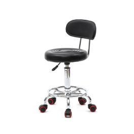 Us pu leather sponge rolling  swivel salon stool chair with back support for office black
