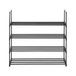 Us 4 tiers shoe rack iron pipe shoe shelf simple assembly storage organizer black