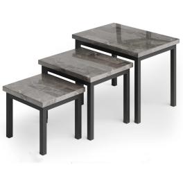 Us garvee nesting coffee table set of 3 small end table set for living room &amp; small spaces marble