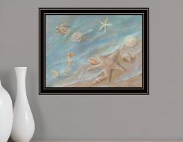 Seashore star black framed print wall art