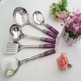 The kitchen kitchenware stainless steel spatula 5 piece magnetic double purple clamp handle spoon shovel gifts home furnishing leakage