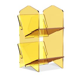 Color: yellow double layer - transparent bookshelf acrylic storage rack