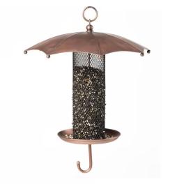 Copper umbrella bird feeder with mesh tube revivor - 3.5 lbs. seed capacity