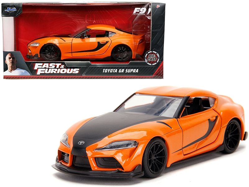 Toyota gr supra orange with black stripes "fast & furious 9 f9" (2021) movie 1/32 diecast model car by jada