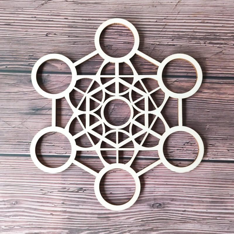 Wooden grid purification crystal healing plate wall decoration